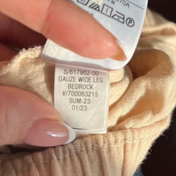 Gap Crinkle Gauze Wide Leg Pants 100% Cotton Small Tan Lightweight Lagenlook - Picture 10 of 11